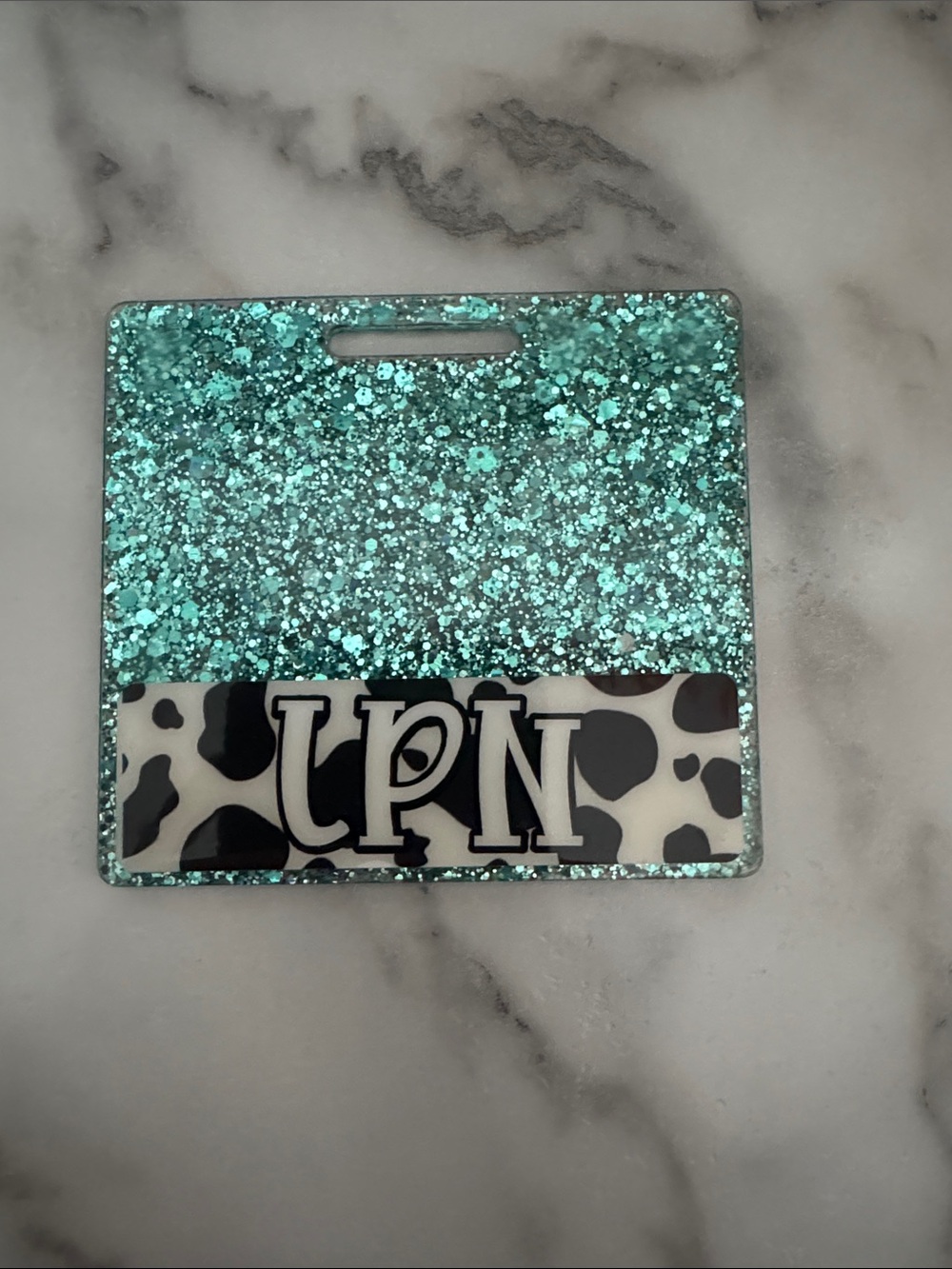 LPN Teal Glitter Badge backer